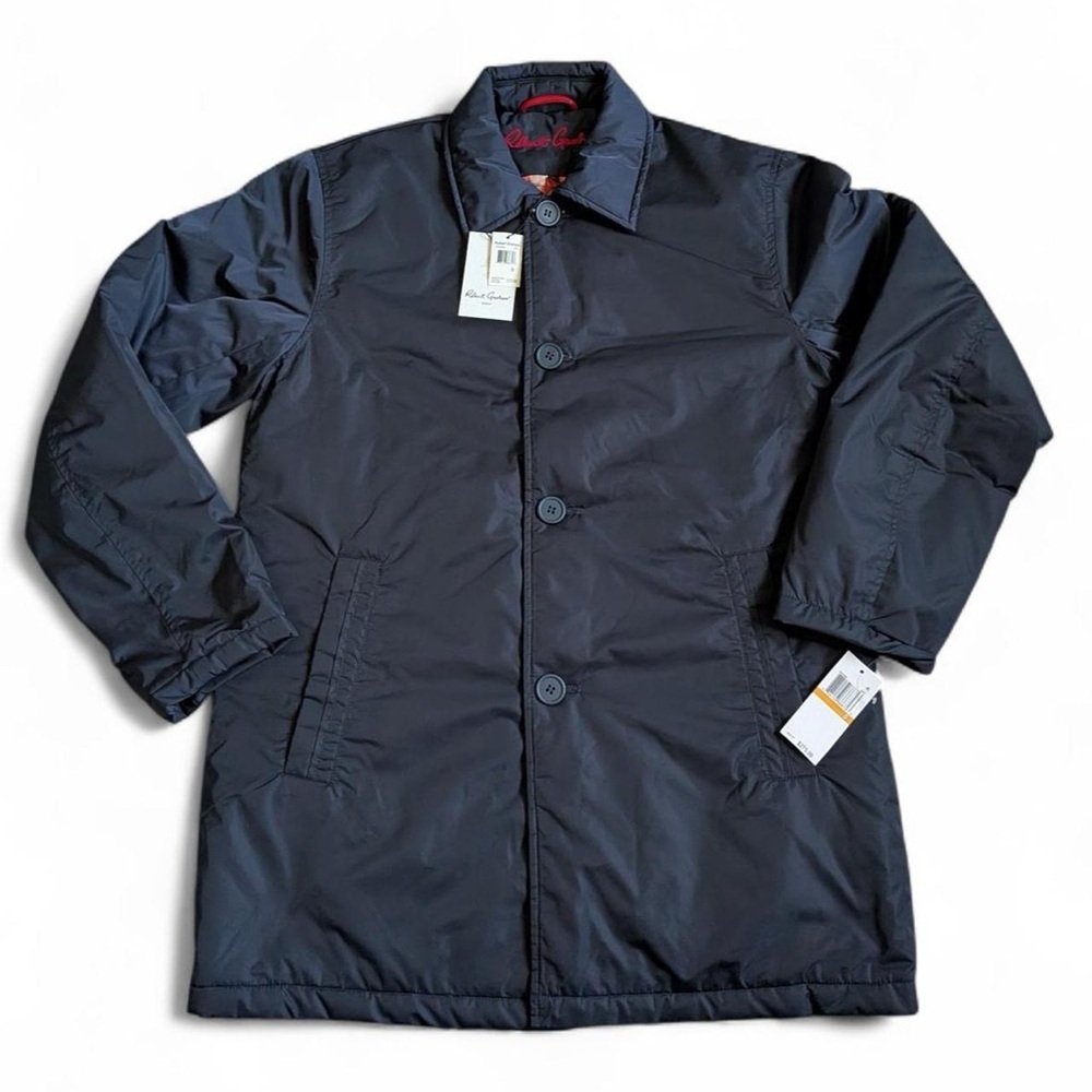 NEW $275 Robert Graham Jacket Lightly Padded Car Coat in Navy Blue
